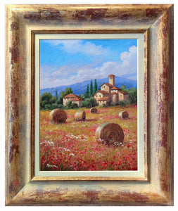 Tuscany painting by Domenico Ronca painter "A summer day",Italian painter,Toscana landscape