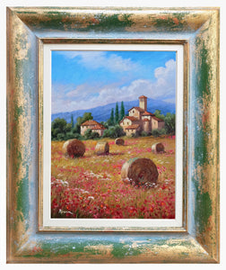 Tuscany painting by Domenico Ronca painter "A summer day",Italian painter,Toscana landscape