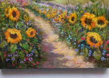 Load image into Gallery viewer, Tuscany painting by Domenico Ronca painter &quot;The flowery path&quot; canvas original Toscana landscape
