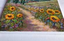 Load image into Gallery viewer, Tuscany painting by Domenico Ronca painter &quot;The flowery path&quot; canvas original Toscana landscape
