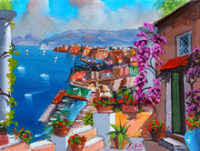 Load image into Gallery viewer, Sorrento painting, by Silvio Valli painter &quot;Pointview of the gulf&quot;,Italian painting,Italy seaside
