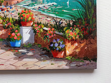 Load image into Gallery viewer, Amalfi painting by Gio Sannino painter &quot;Flowey terrace - horizontal version&quot; original canvas Italy
