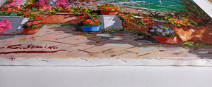 Amalfi painting by Gio Sannino painter "Flowey terrace - horizontal version" original canvas Italy