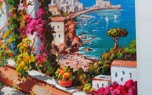 Naples painting by Gio Sannino painter "Posillipo seascape" original canvas artwork Italy