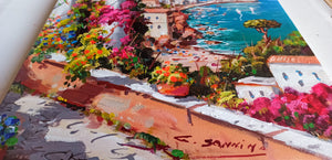 Naples painting by Gio Sannino painter "Posillipo seascape" original canvas artwork Italy