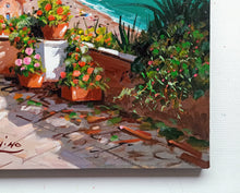 Load image into Gallery viewer, Amalfi painting by Gio Sannino painter &quot;Flowey terrace - vertical version&quot; original canvas Italy
