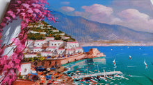 Load image into Gallery viewer, Amalfi painting by Gio Sannino painter &quot;Flowey terrace - vertical version&quot; original canvas Italy
