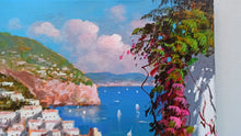 Load image into Gallery viewer, Amalfi painting by Gio Sannino painter &quot;Pointview on the coast . vertical version&quot; original canvas Italy
