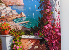 Load image into Gallery viewer, Amalfi painting by Gio Sannino painter &quot;Pointview on the coast . vertical version&quot; original canvas Italy
