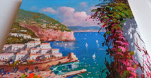 Load image into Gallery viewer, Amalfi painting by Gio Sannino painter &quot;Pointview on the coast . vertical version&quot; original canvas Italy
