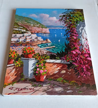 Load image into Gallery viewer, Amalfi painting by Gio Sannino painter &quot;Pointview on the coast . vertical version&quot; original canvas Italy
