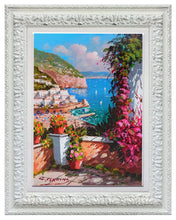 Load image into Gallery viewer, Amalfi painting by Gio Sannino painter &quot;Pointview on the coast . vertical version&quot; original canvas Italy
