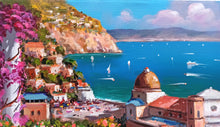 Load image into Gallery viewer, Positano painting by Gio Sannino painter &quot;View from the terrace&quot; landscape original canvas artwork Italy
