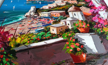 Load image into Gallery viewer, Positano painting by Gio Sannino painter &quot;Flowered seaside&quot; landscape original canvas artwork Italy
