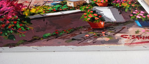 Positano painting by Gio Sannino painter "Flowered seaside" landscape original canvas artwork Italy