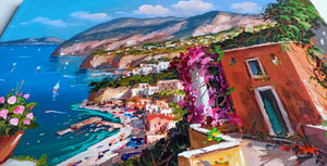 Sorrento painting by Gio Sannino painter "View of the gulf" landscape original canvas artwork Italy