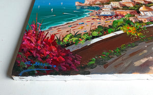 Positano painting by Gio Sannino painter "Walkway on the coast" landscape original canvas artwork Italy