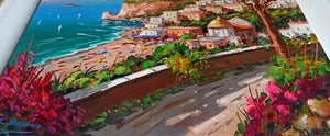 Positano painting by Gio Sannino painter "Walkway on the coast" landscape original canvas artwork Italy