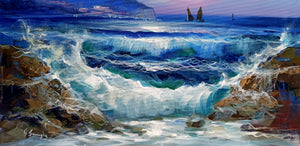 Sea painting by Mario Smeraglia "Evening storm" original artwork canvas Italian painter