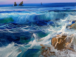 Sea painting by Mario Smeraglia "Evening storm" original artwork canvas Italian painter