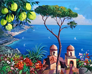 Ravello painting by Vincenzo Somma "Nature on the coast" original canvas artwork Italy