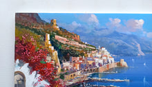 Load image into Gallery viewer, Amalfi painting by Vincenzo Somma &quot;Seaside lookout&quot; original canvas artwork Italy Amalfitan Coast
