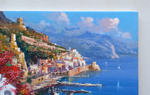 Load image into Gallery viewer, Amalfi painting by Vincenzo Somma &quot;Seaside lookout&quot; original canvas artwork Italy Amalfitan Coast
