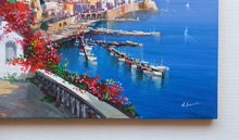 Load image into Gallery viewer, Amalfi painting by Vincenzo Somma &quot;Seaside lookout&quot; original canvas artwork Italy Amalfitan Coast
