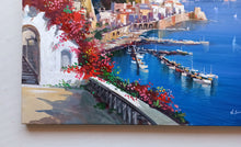 Load image into Gallery viewer, Amalfi painting by Vincenzo Somma &quot;Seaside lookout&quot; original canvas artwork Italy Amalfitan Coast
