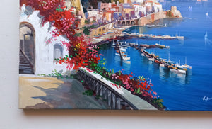 Amalfi painting by Vincenzo Somma "Seaside lookout" original canvas artwork Italy Amalfitan Coast