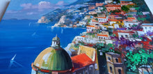 Load image into Gallery viewer, Positano painting by Vincenzo Somma painter &quot;Pointview of the town&quot; original canvas artwork Italy
