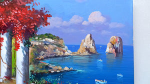 Capri painting by Vincenzo Somma "View of the Stacks" original canvas Italian painter