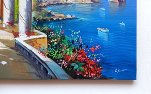 Capri painting by Vincenzo Somma "View of the Stacks" original canvas Italian painter