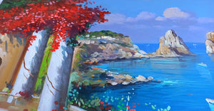 Capri painting by Vincenzo Somma "View of the Stacks" original canvas Italian painter