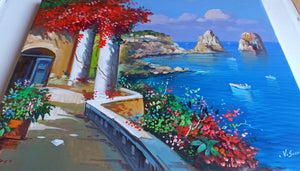 Capri painting by Vincenzo Somma "View of the Stacks" original canvas Italian painter