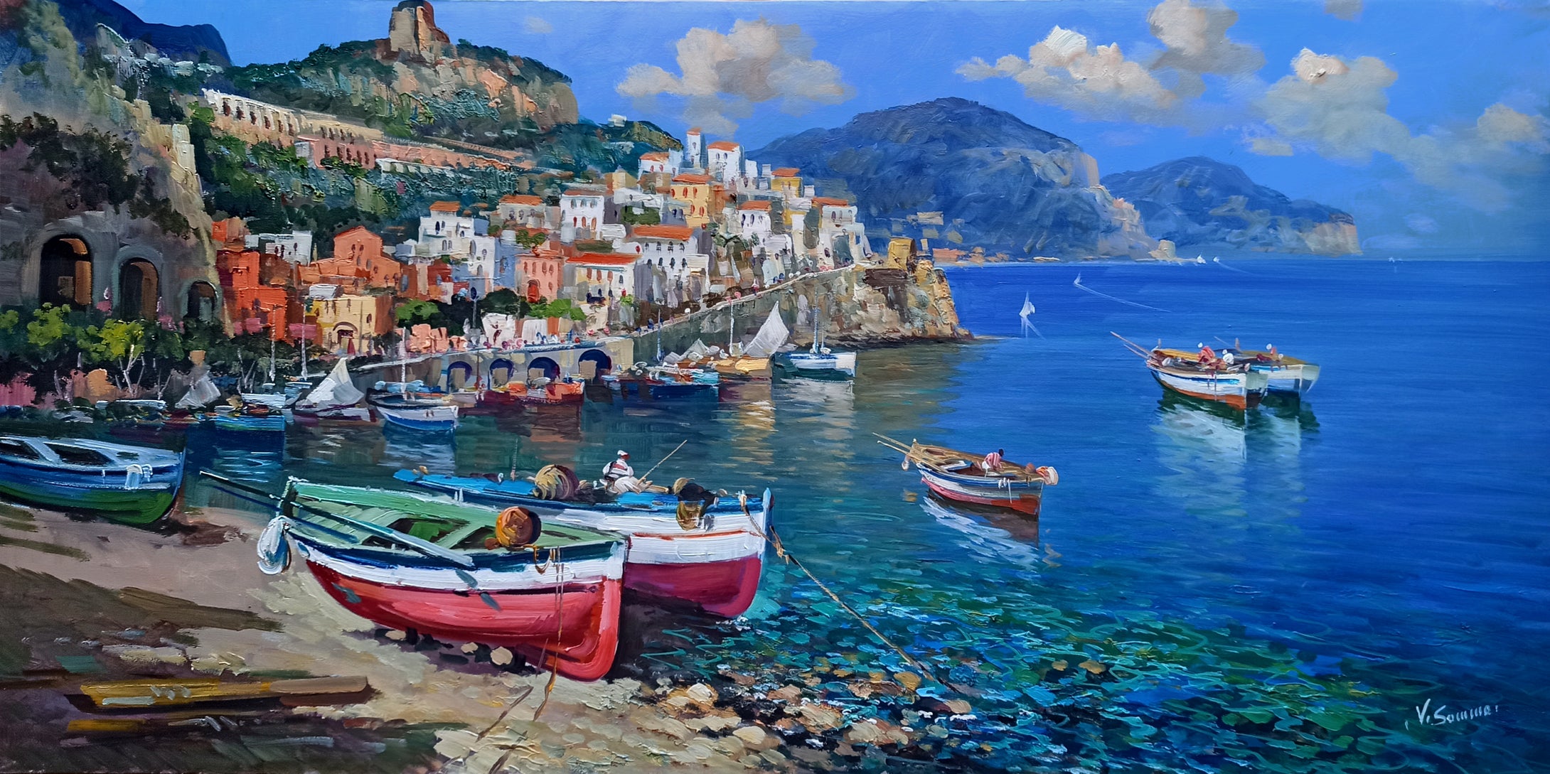 Amalfi painting by Vincenzo Somma painter 