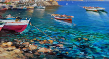 Load image into Gallery viewer, Amalfi painting by Vincenzo Somma painter &quot;Boats on the beach&quot; original canvas artwork southern Italy
