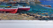 Load image into Gallery viewer, Amalfi painting by Vincenzo Somma painter &quot;Boats on the beach&quot; original canvas artwork southern Italy
