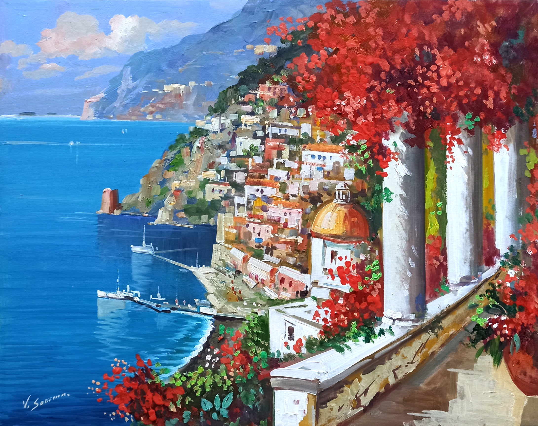 Positano painting by Vincenzo Somma painter 