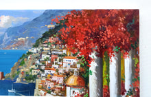 Load image into Gallery viewer, Positano painting by Vincenzo Somma painter &quot;The town in bloom&quot; original canvas artwork Italy
