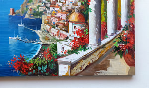 Positano painting by Vincenzo Somma painter "The town in bloom" original canvas artwork Italy