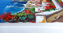 Load image into Gallery viewer, Positano painting by Vincenzo Somma painter &quot;The town in bloom&quot; original canvas artwork Italy
