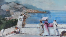 Load image into Gallery viewer, Amalfi painting by Francesco Tammaro painter &quot;Pay homage to Amalfi&quot;  old Italy seaside scene
