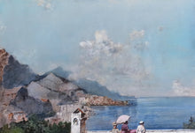 Load image into Gallery viewer, Amalfi painting by Francesco Tammaro painter &quot;Pay homage to Amalfi&quot;  old Italy seaside scene
