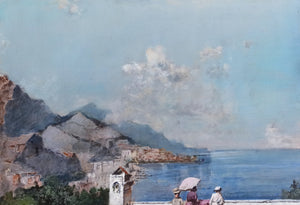 Amalfi painting by Francesco Tammaro painter "Pay homage to Amalfi"  old Italy seaside scene