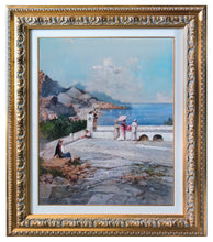 Load image into Gallery viewer, Amalfi painting by Francesco Tammaro painter &quot;Pay homage to Amalfi&quot;  old Italy seaside scene
