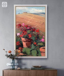 Tuscany painting by Bruno Tinucci landscape "Flowers under the hill" original oil artwork Toscana