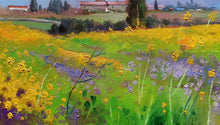 Load image into Gallery viewer, Tuscany painting, by Andrea Borella painter, &quot;Countryside with yellow flowers&quot;,Italy Toscana landscape
