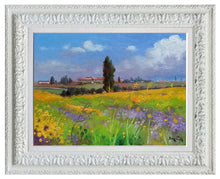 Load image into Gallery viewer, Tuscany painting, by Andrea Borella painter, &quot;Countryside with yellow flowers&quot;,Italy Toscana landscape
