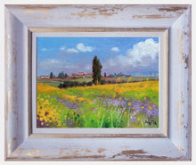 Load image into Gallery viewer, Tuscany painting, by Andrea Borella painter, &quot;Countryside with yellow flowers&quot;,Italy Toscana landscape
